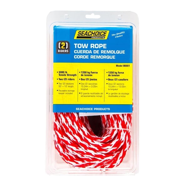 Seachoice 60 ft. Braided Polypropylene Tow Rope Red & White 8027941 - main